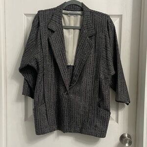 Laurie Lee 80’s Vintage Women’s Blazer Gray Tweed  Wool Blend Pretty In Pink